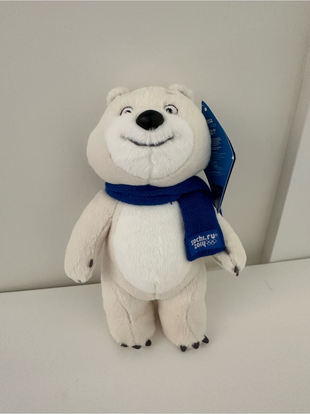 Sochi 2014 Olympic Collectible Mascot Polar Bear Plush with Blue Scarf Size 10”